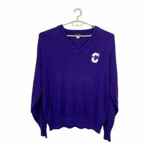 Varsity Sweater Andrew Rohan Mens Purple Long Sleeve Cotton V Neck Size 3XL